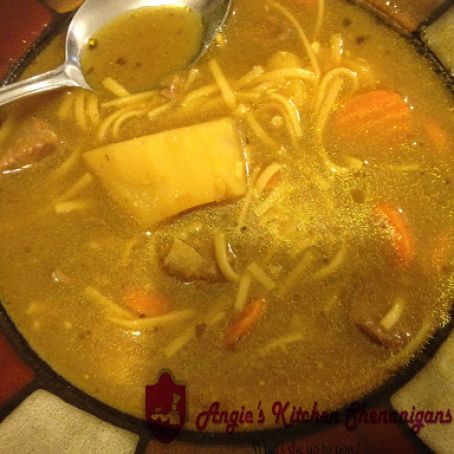 Puerto Rican Hearty Beef Noodle Soup